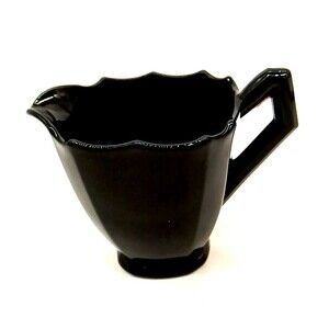 Vintage 1930's Paden City Glass Mrs. B #411 Ebony Black Art Deco Glass Creamer